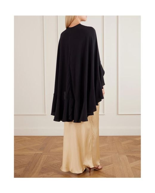 Johanna Ortiz Black Fringed Silk-Crepe Cape