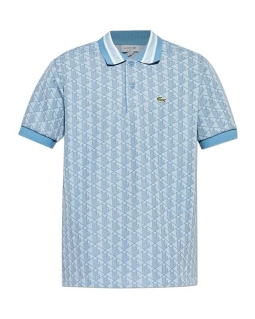 Lacoste Men's Blue Geometric Knit Polo Shirt