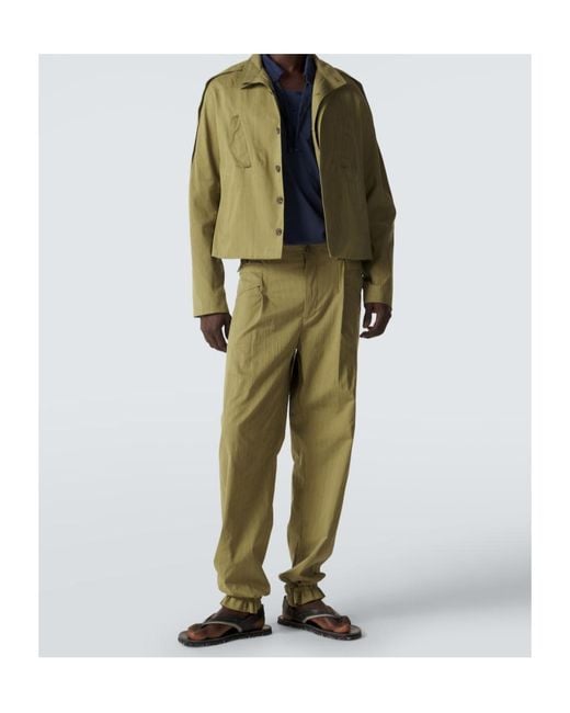Kiko Kostadinov Green Egreta Striped Cotton-Blend Tapered Pants for men