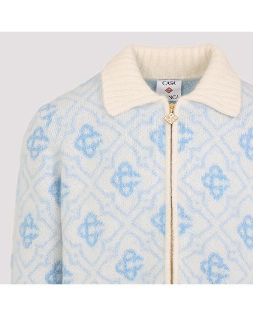 Casablanca Blue Monogram Zipped Jumper for men