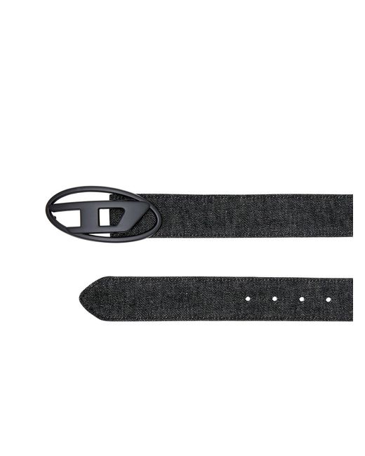DIESEL White Logo Buckle Embellished Denim Belt for men