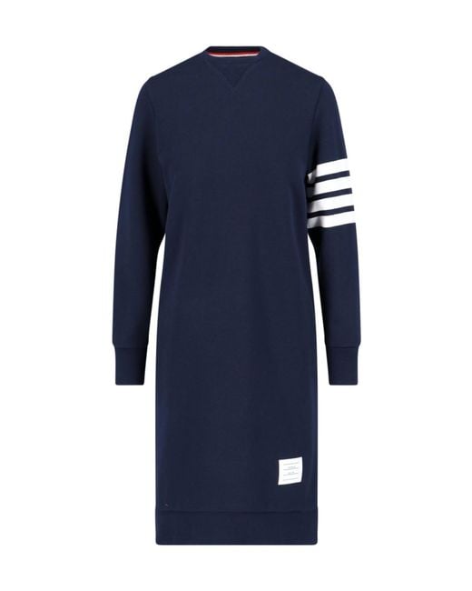 Thom Browne Blue 4-Bar Long-Sleeved Sweatshirt Dress