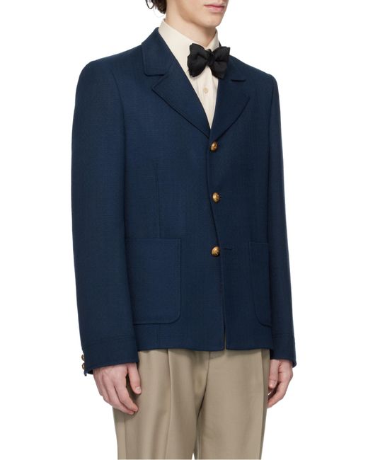 Valentino Blue Button-Up Long-Sleeved Jacket for men
