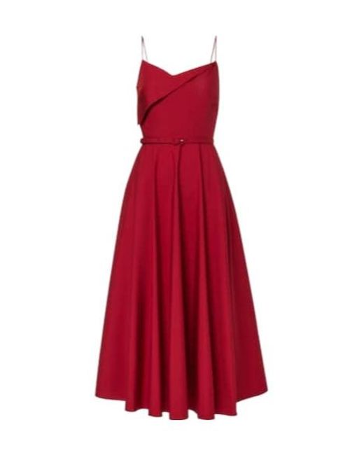 Roland Mouret Red Cotton Poplin Midi Dress