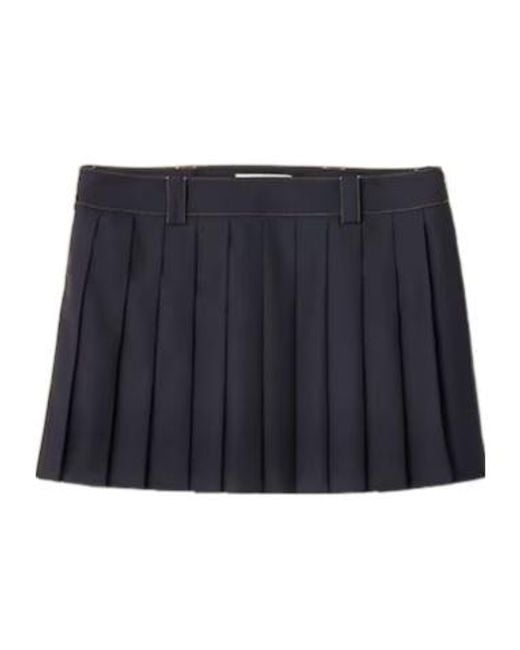 Miu Miu Blue Pleated Batavia Miniskirt