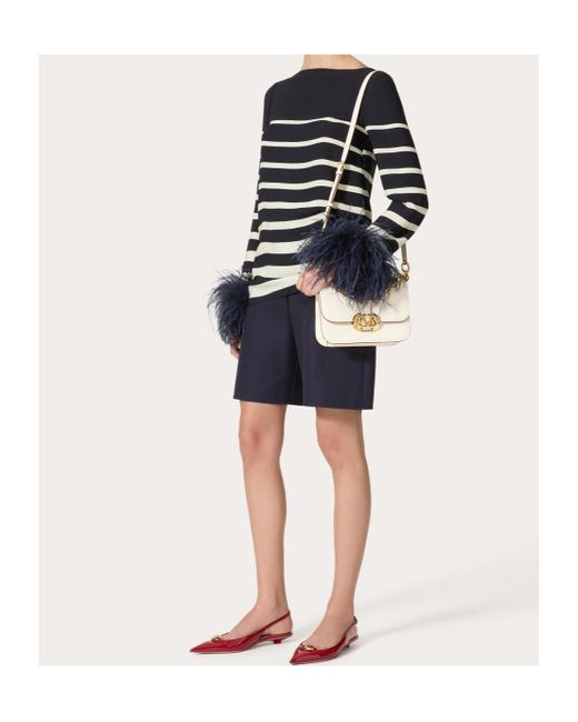 Valentino Black Striped Feather Detailed Top
