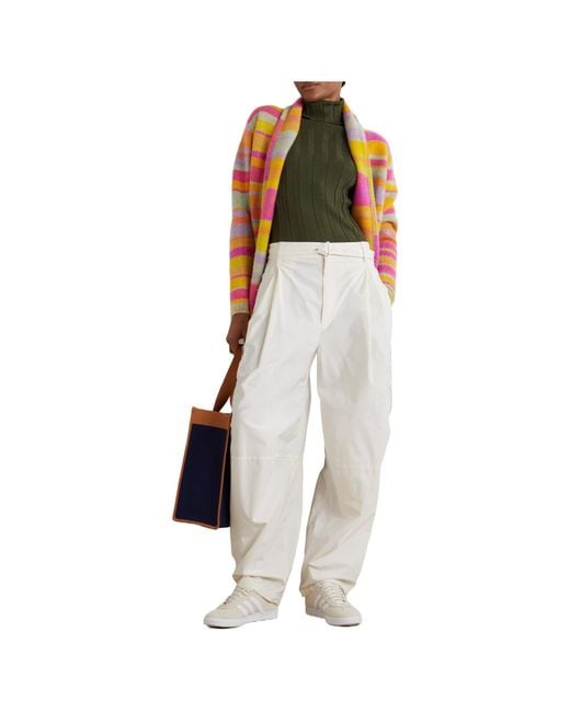 The Elder Statesman Pink Striped Cashmere Cardigan