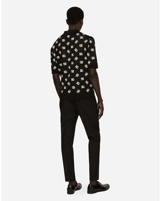 Dolce & Gabbana Black Logo Pleated Dress Pants for men