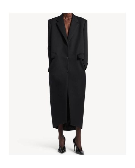 Balenciaga Black Wool Long Trench Coat