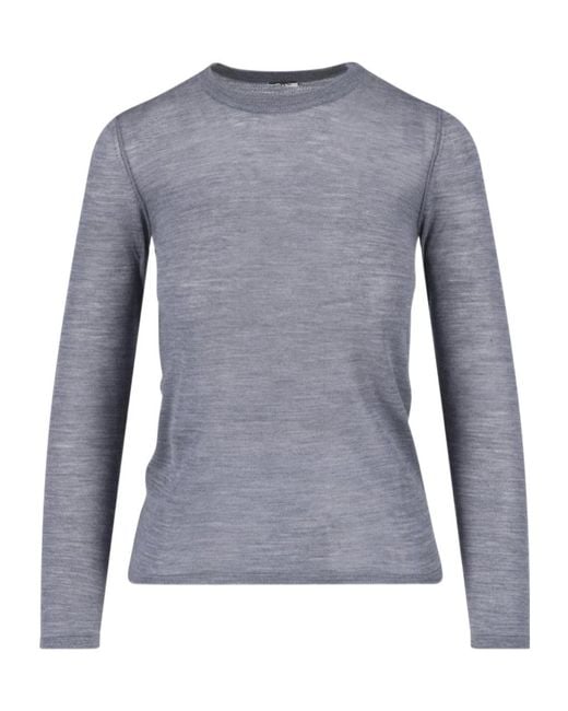 Aspesi Gray Lightweight Crew-Neck Knit Top