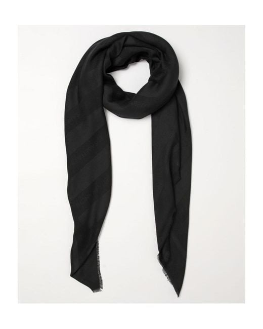 Elisabetta Franchi Black Jacquard Striped Square Scarf