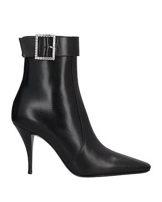 Saint Laurent Black Leather Pointed-Toe Ankle Boots