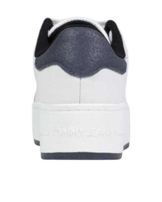 Tommy Hilfiger White Round-Toe Low-Top Sneakers