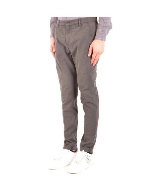 Dondup Gray High Waist Casual Pants for men