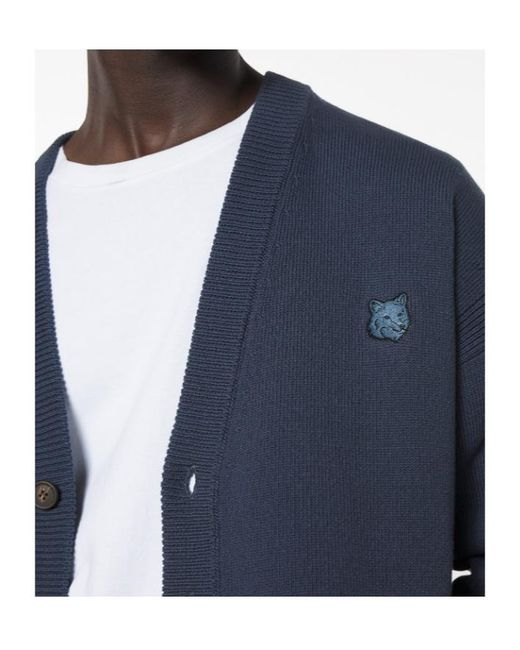 Maison Kitsuné Blue Maison Kitsuné Bold Fox Head Patch Comfort Cardigan for men