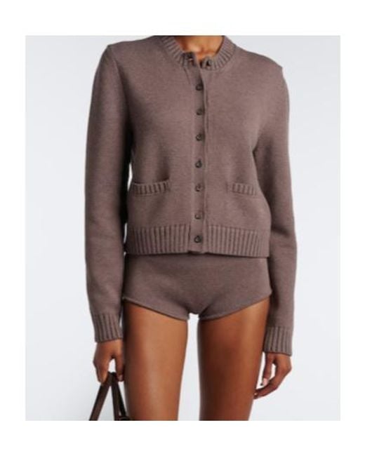 Magda Butrym Brown Ribbed-Knit Cotton Shorts