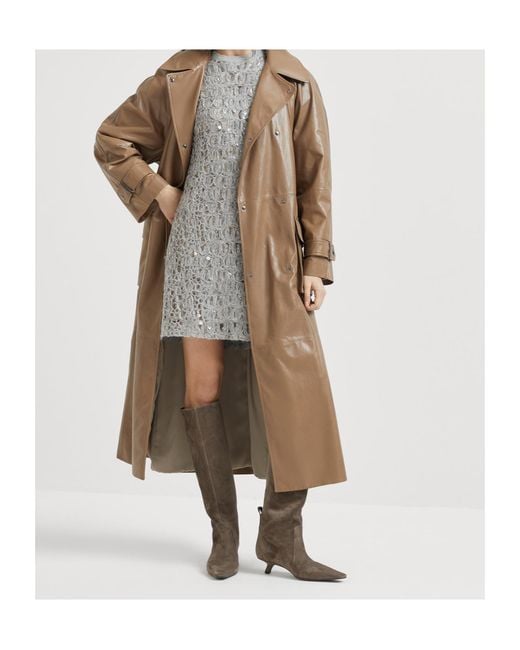 Brunello Cucinelli Natural Leather Trench Coat