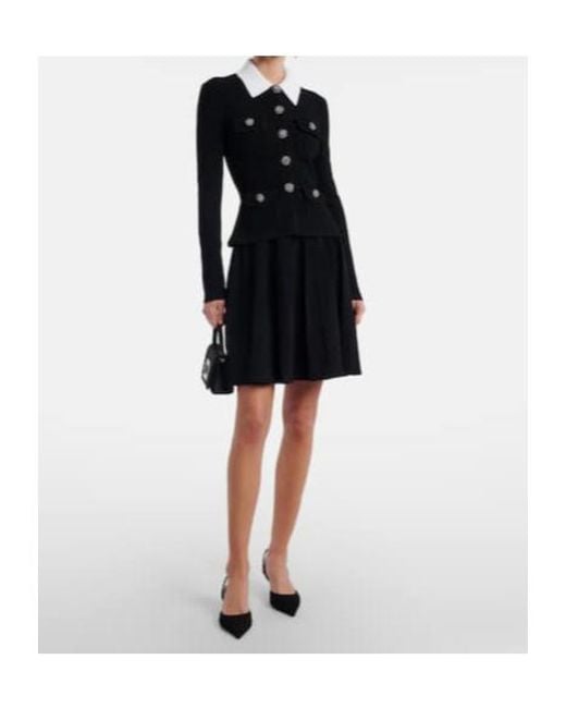 Self-Portrait Black Embellished Pleated Minidress