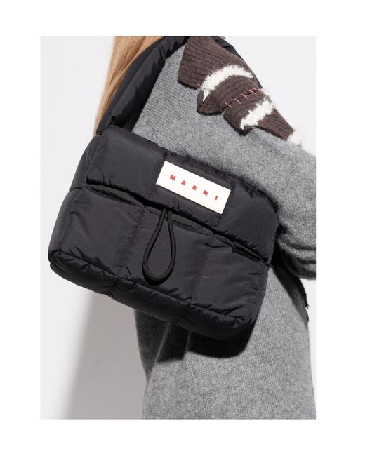 Marni Black Logo Patch Padded Shoulder Bag