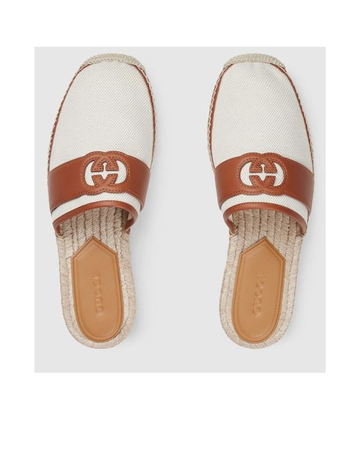 Gucci Brown Interlocking G Slide Espadrilles for men