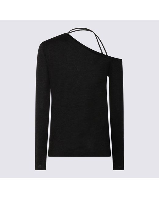 Brunello Cucinelli Black One-Shoulder Long Sleeved Knit Jumper