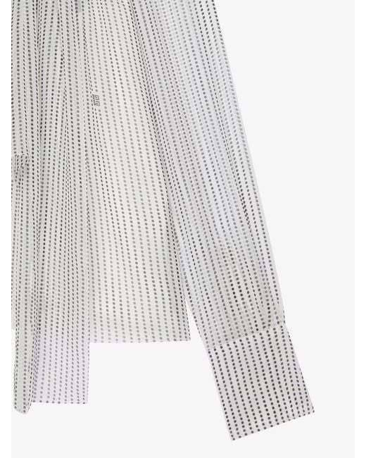 Givenchy Gray Polka Dots Printed High-Neck Blouse