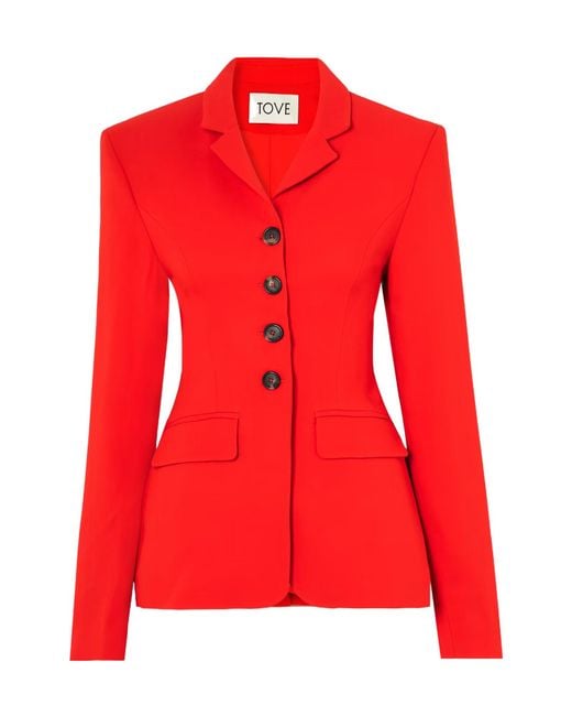TOVE Red Merl Buttoned Flap-Pocket Blazer