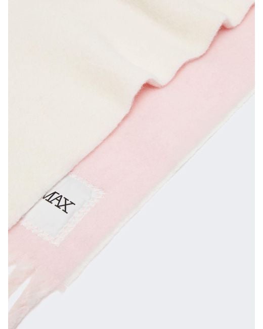 Sportmax Pink Logo-Patch Fringed Scarf