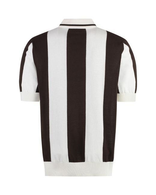 Dolce & Gabbana Black Logo Patch Striped Knitted Polo Shirt for men