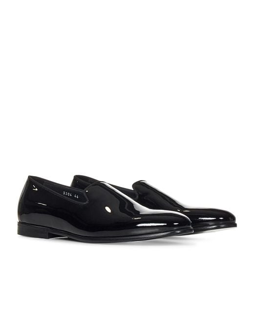 Doucal's Black Patent Leather Loafers for men