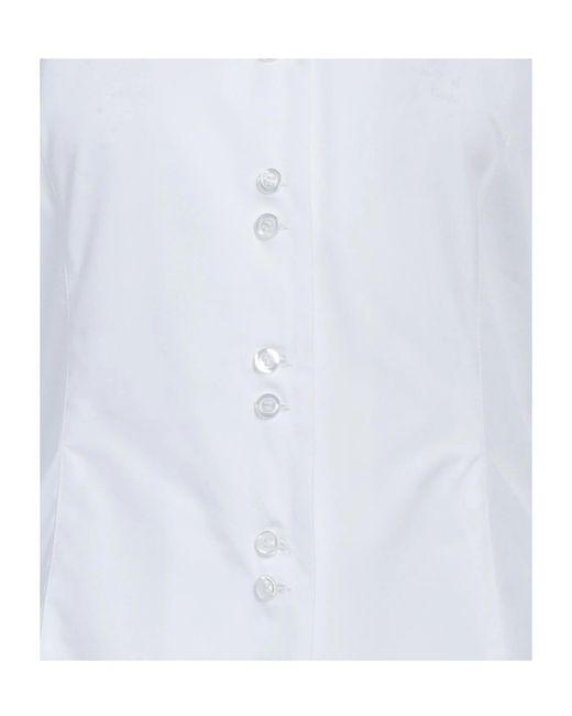 Sportmax White Solid Color Short-Sleeve Shirt