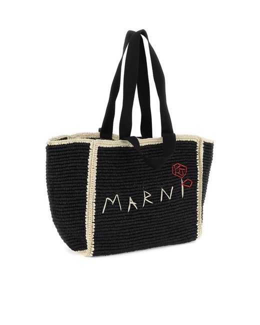 Marni Black Logo-Detailed Top Handle Bag