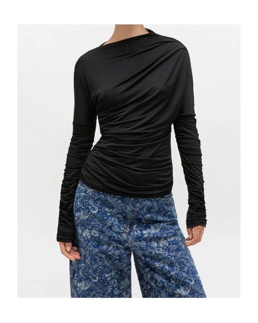 Ganni Black Ruched Top