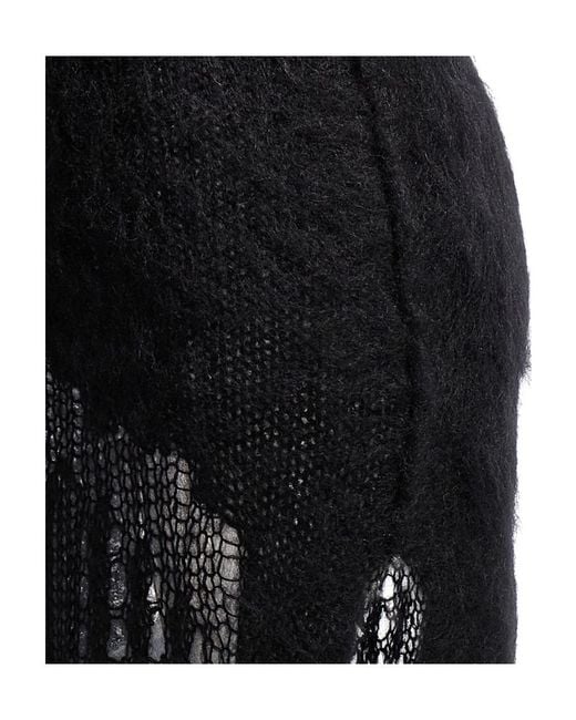 Rick Owens Black Ziggy Ripped Knitted Skirt