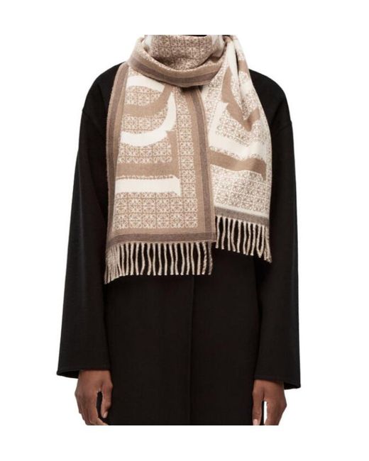 Loewe White Love Jacquard Fringed Scarf
