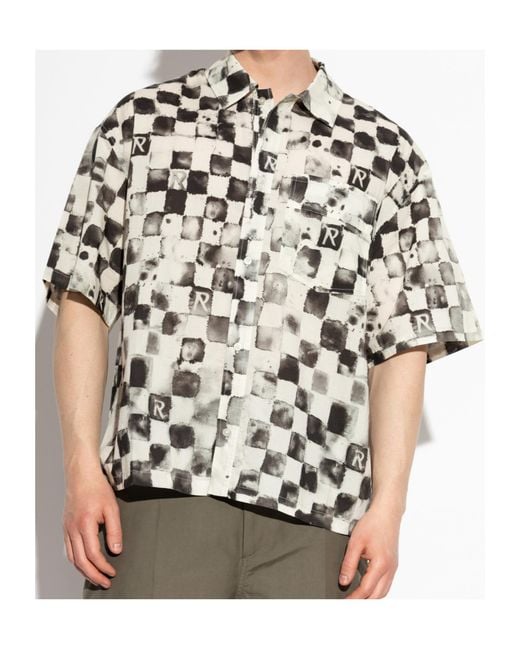Represent White Checkerboard-Print Short-Sleeve Shirt for men