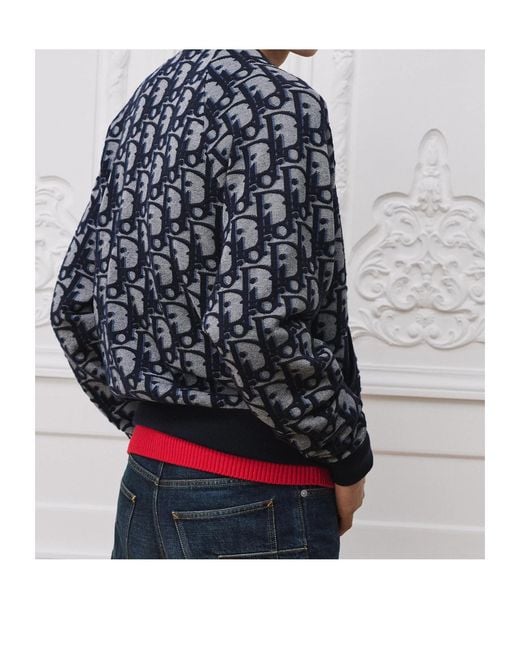 Dior Blue Oblique Bomber Jacket for men