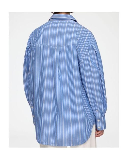 Ganni Blue Oversized Striped Shirt