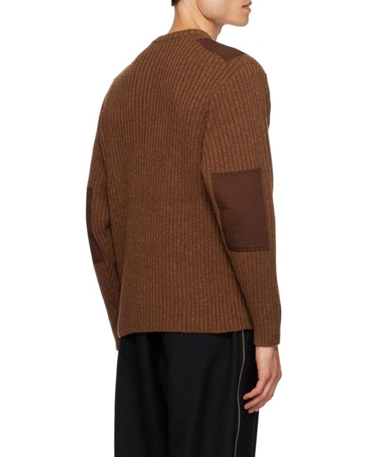 Undercover Brown Rib Knitted Long-Sleeved Sweater for men