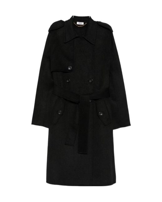 Liu Jo Gray Double-Breasted Belted Coat