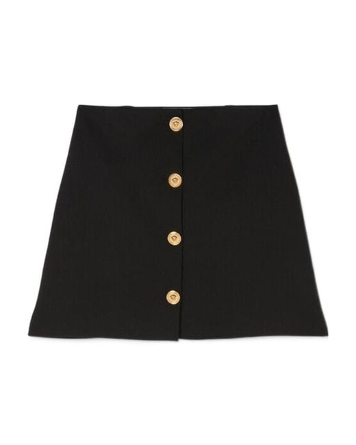 Versace Black Medusa A-Line Wool Skirt