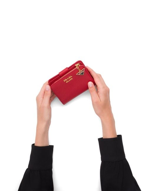 Prada Red Saffiano Cross Texture Wallet