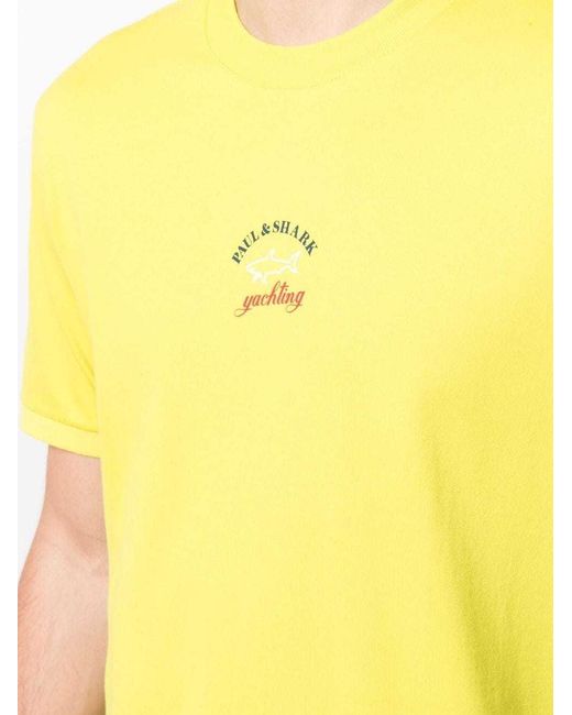 Paul & Shark Yellow Logo Print T-Shirt for men