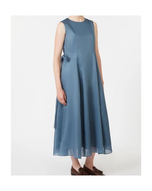 Max Mara Blue Long Ramie Dress