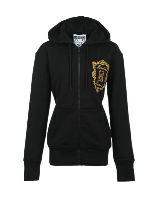 Moschino Black Logo-Patch Hoodie