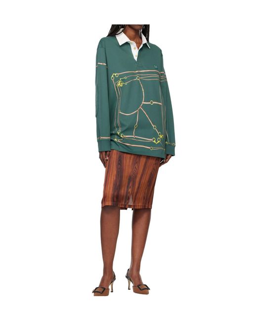 Conner Ives Green Printed Rugby Polo Shirt