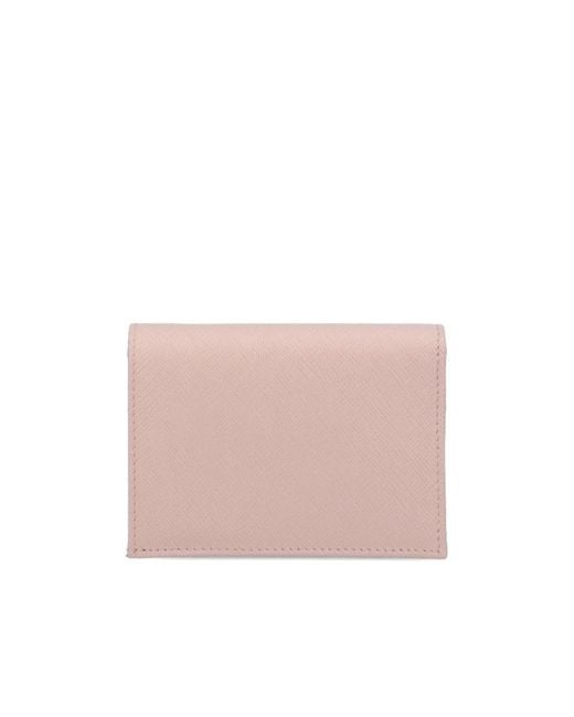 Prada Pink Logo Plaque Small Wallet