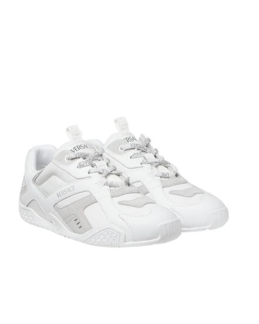 Versace White Galaxia Panelled Lace-Up Sneakers for men
