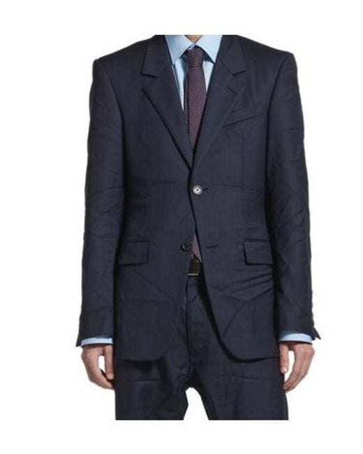 Balenciaga Blue Striped Button-Up Blazer for men