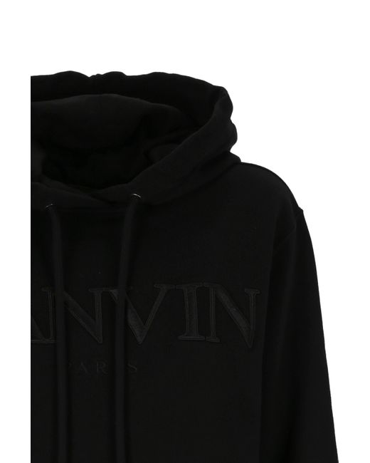 Lanvin Black Logo-Print Drawstring Hoodie